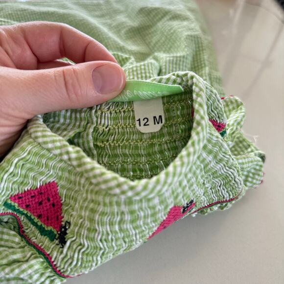 Giggle Buttons Watermelon Smocked Dress - 12 Months - Picture 6 of 6